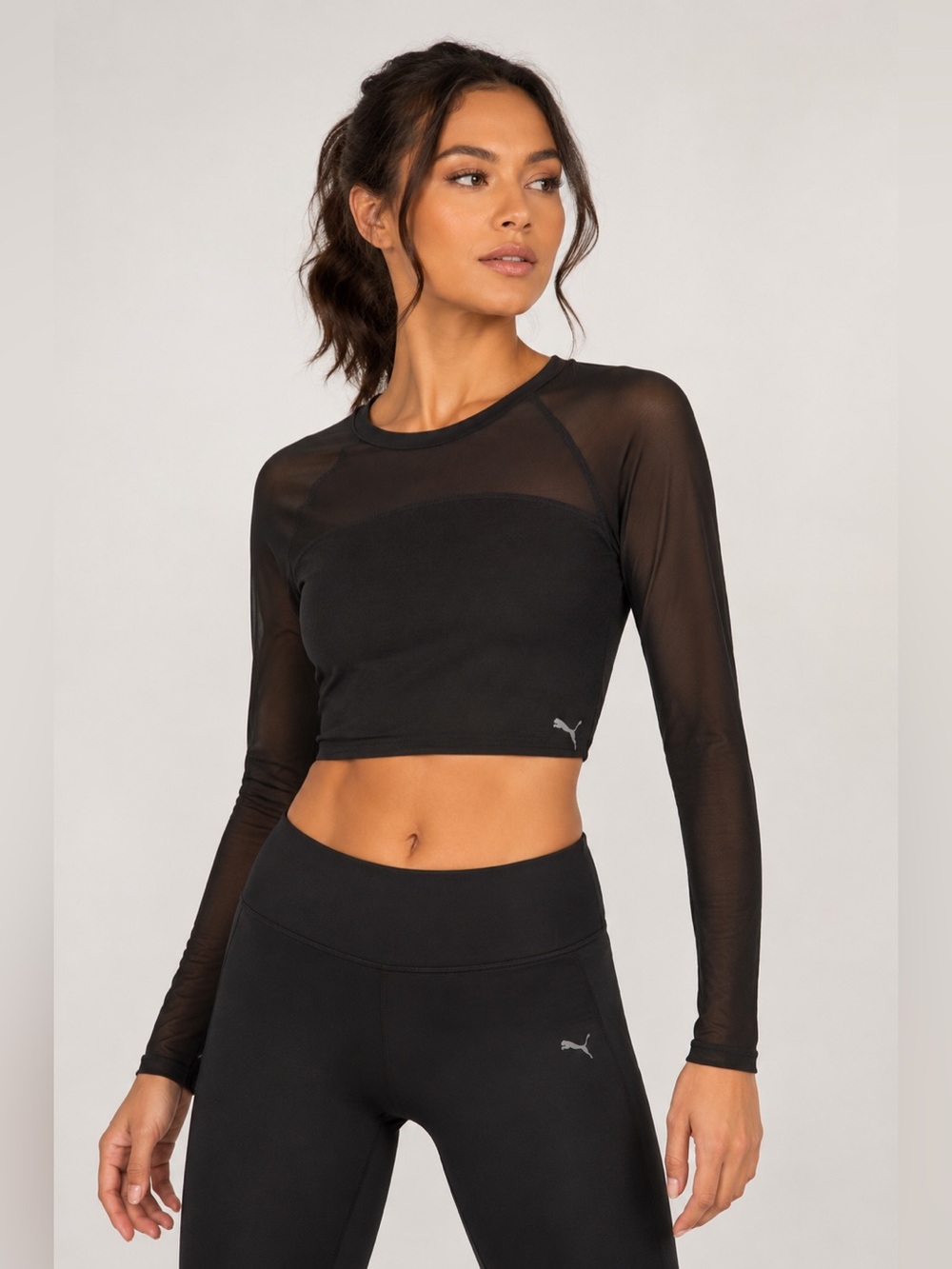 NWT Puma black sheer cropped top size M